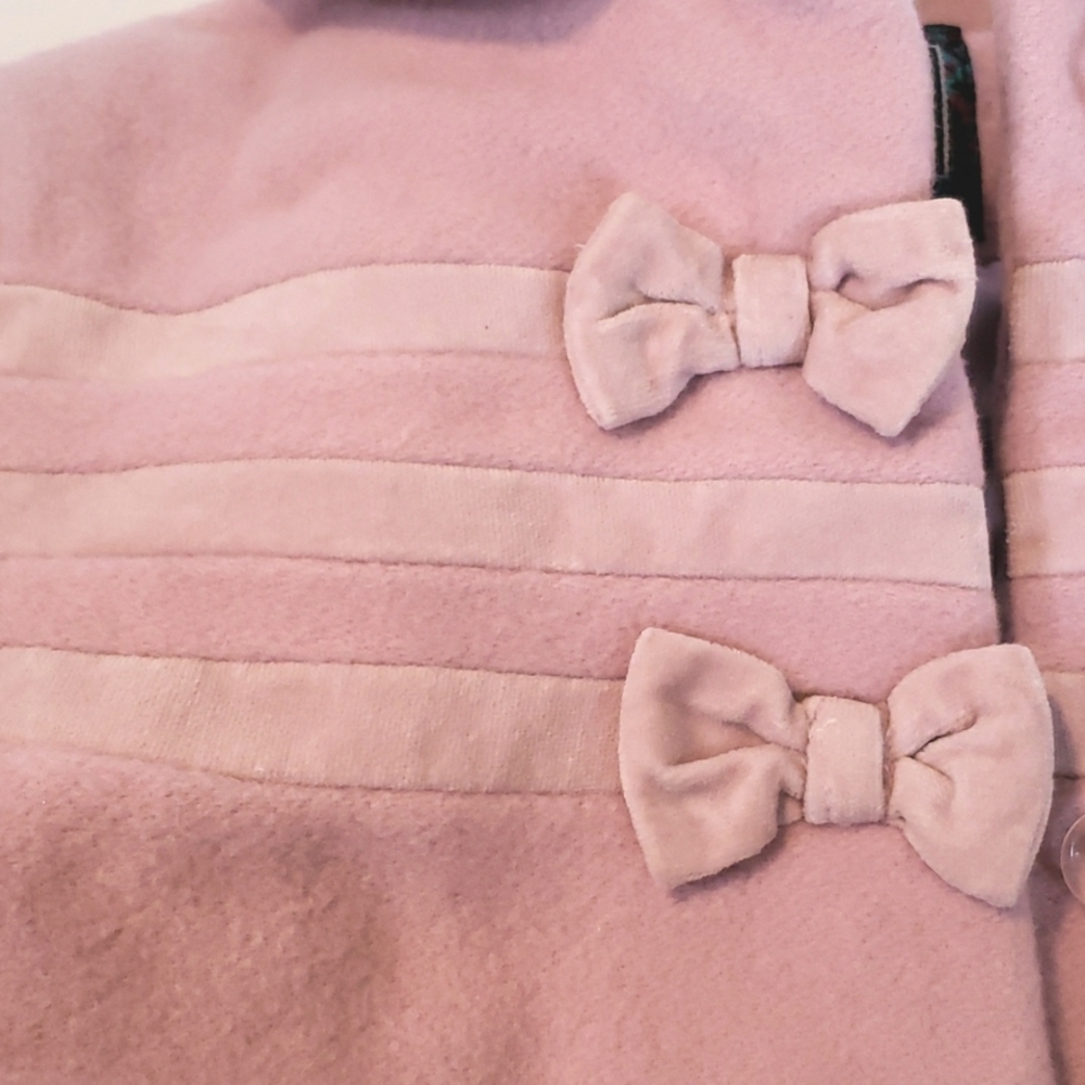 Rothschild Pink Hooded Girls Coat with Bows - Picture 7 of 7
